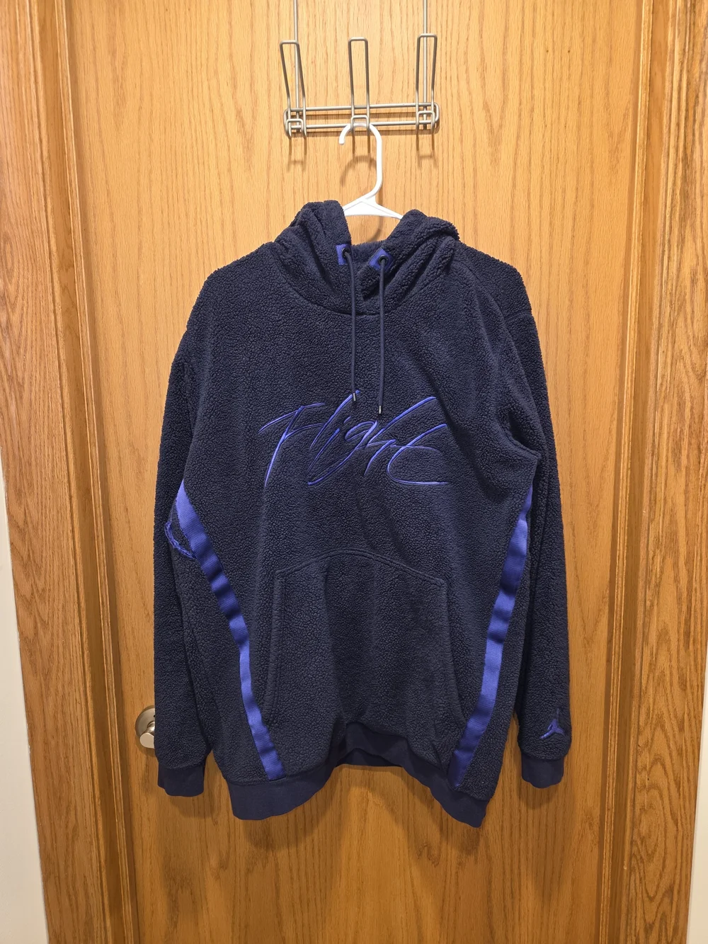 Vintage Jordan Men's Navy 'Flight' Sherpa Hoodie